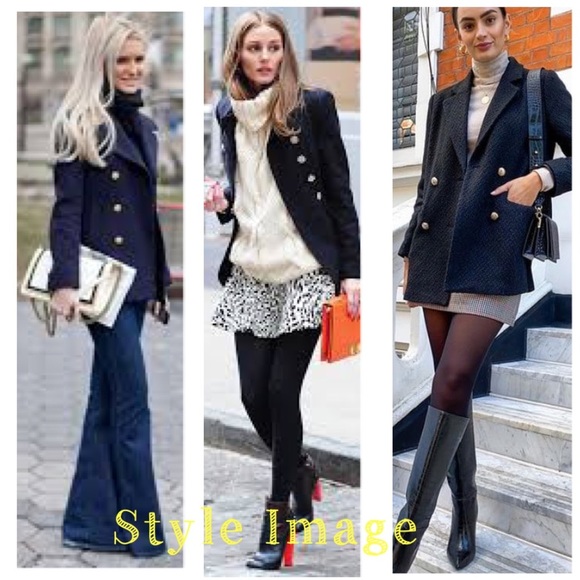 J. Crew Stadium Cloth by Nello Gori Wool Blend Classic Pea Coat Navy Blue 49360 - Picture 14 of 14